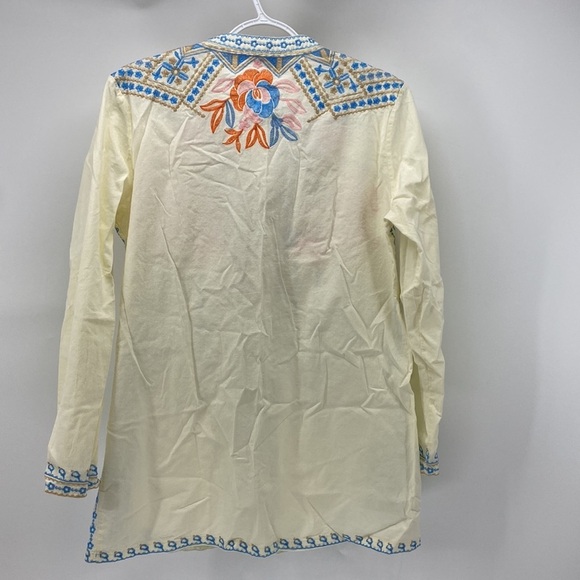 Ivory Cotton Floral Embroidered Long Sleeve Summer Top Johnny was vibes bohemian - Picture 8 of 8